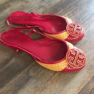 Tory Red Strap Back Flats